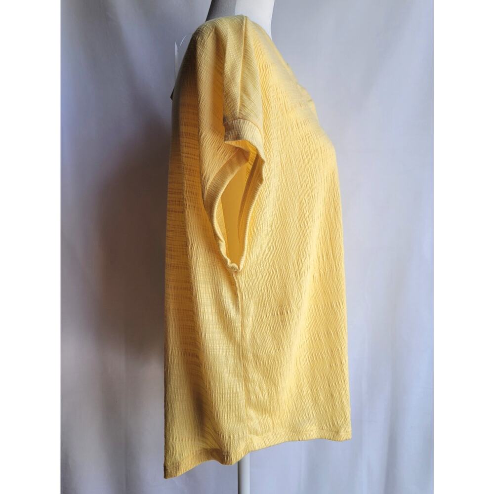 NWT Cable & Gauge Popcorn Yellow Embroidered V-Neck Top Size XL Boho Textured - Picture 3 of 16
